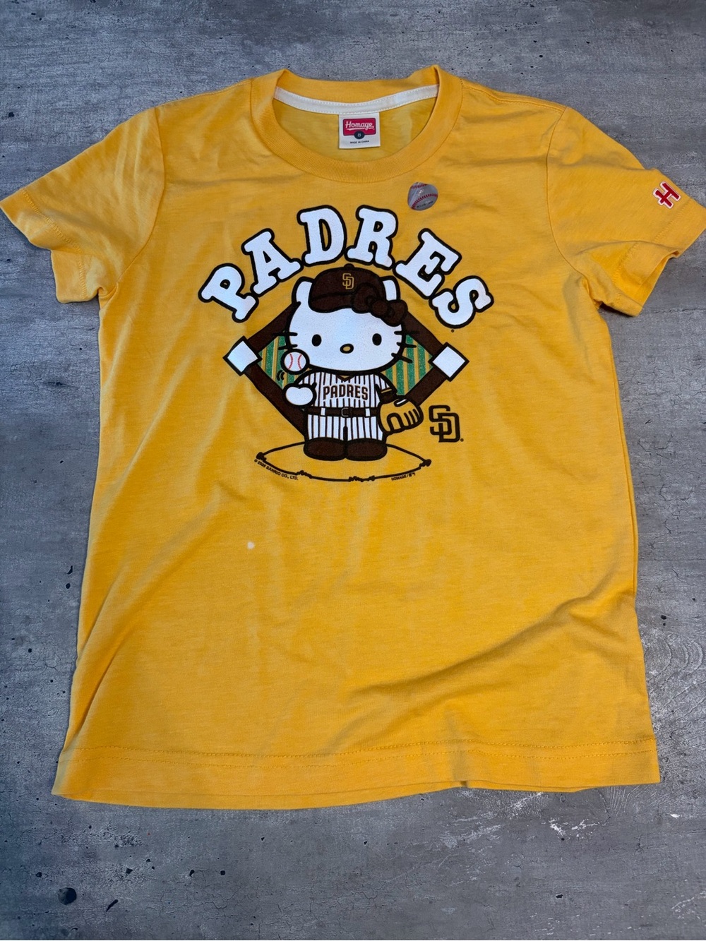 HOMAGE Yellow Hello Kitty Padres Kids Graphic Tee